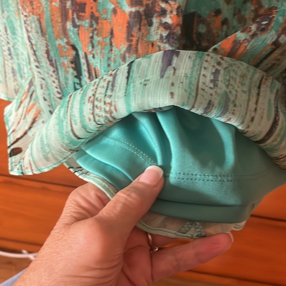 🔥🔥🔥Dress Barn Floral Chiffon Fully Lined Dress w/Dramatic Back-Zip-Elastic Waist - Picture 6 of 12